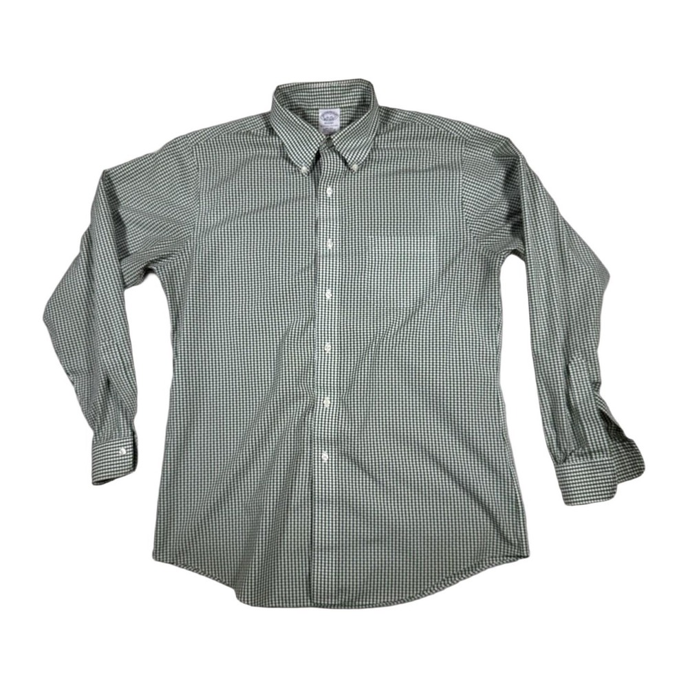 Brooks Brothers Regent Fit Gingham Check Button Down Shirt Large Mens Green